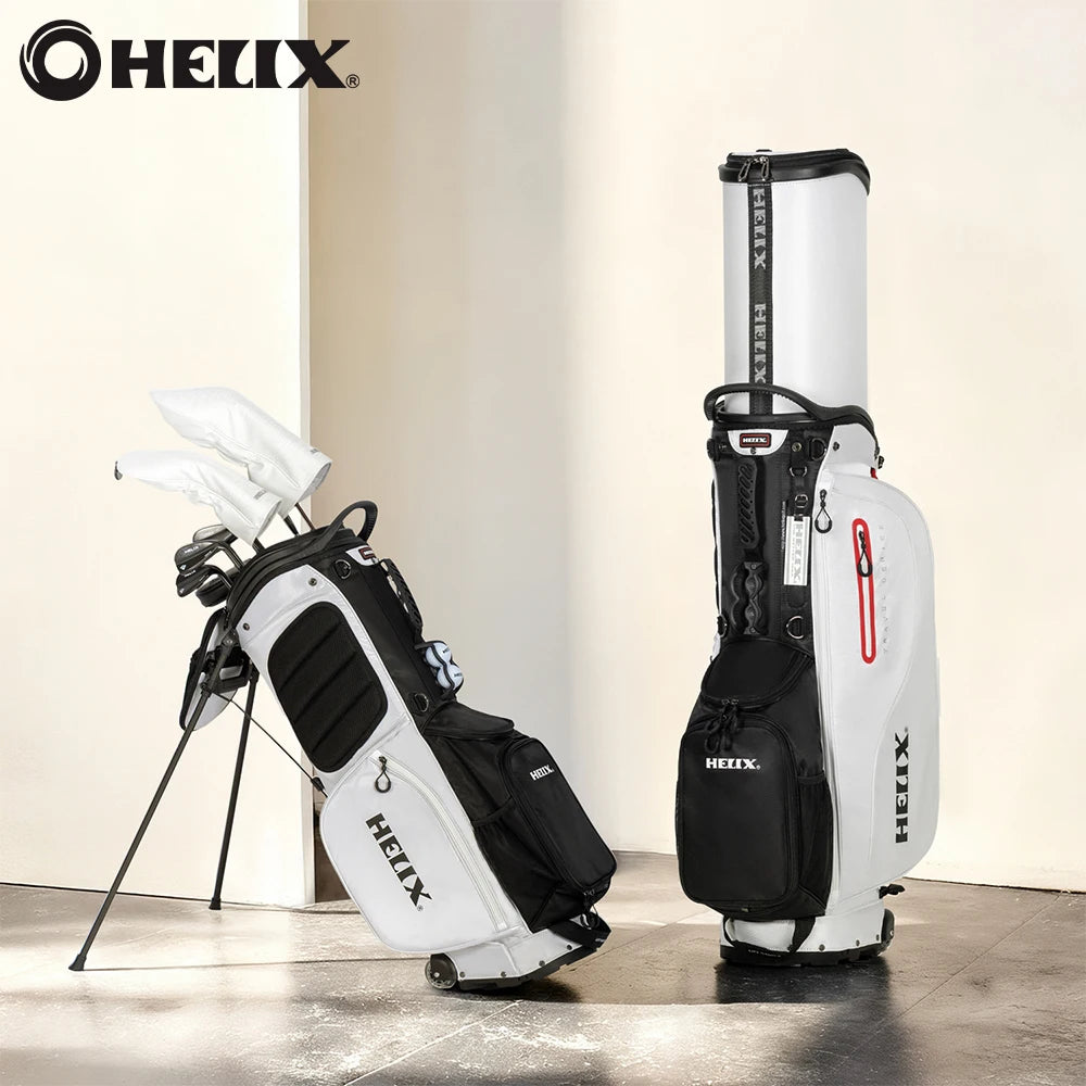 Helix Golf Stand Bag With Retractable Top Cover And Wheels 6 Way Divider