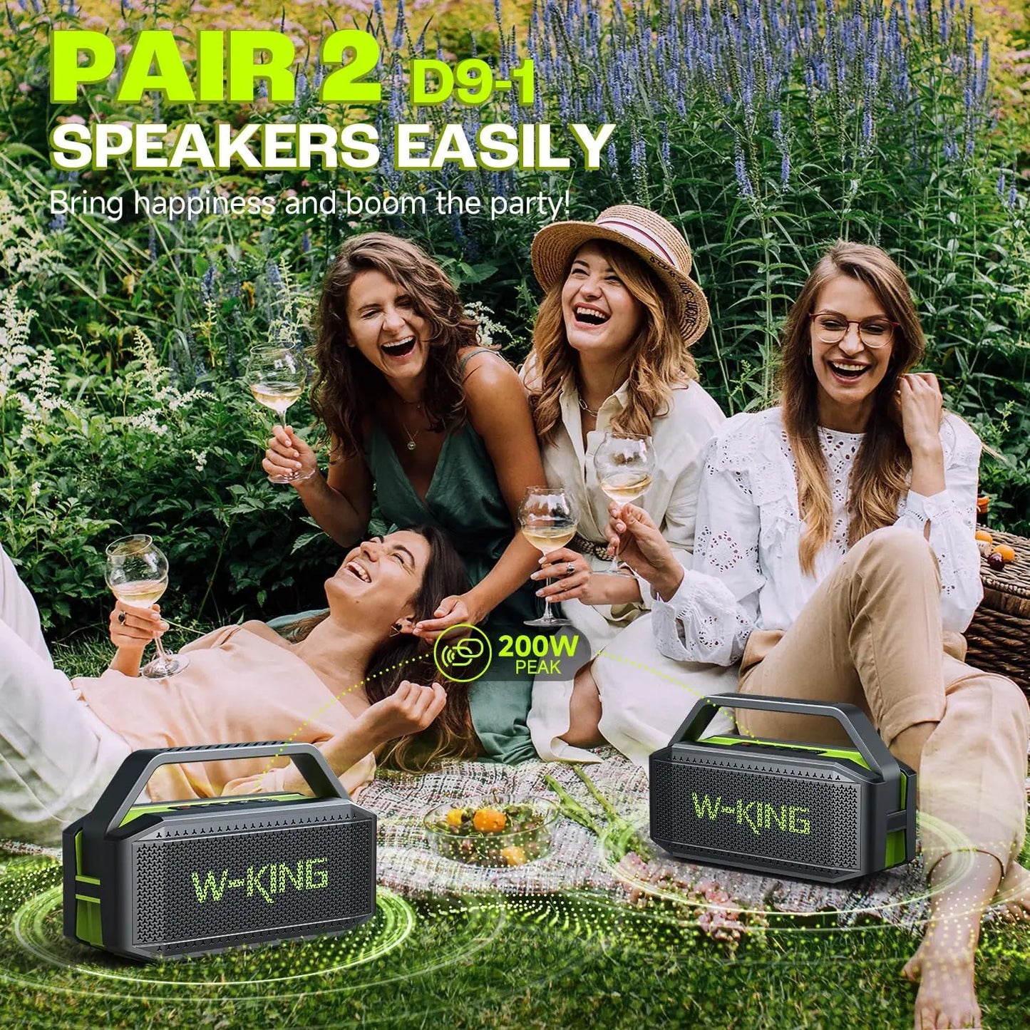 W King 100W Peak Portable Bluetooth Speaker With Subwoofer Outdoor Waterproof
