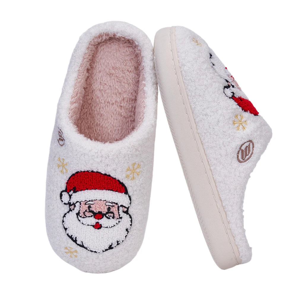 Christmas Santa Claus Fluffy Closed Toe Home Slippers