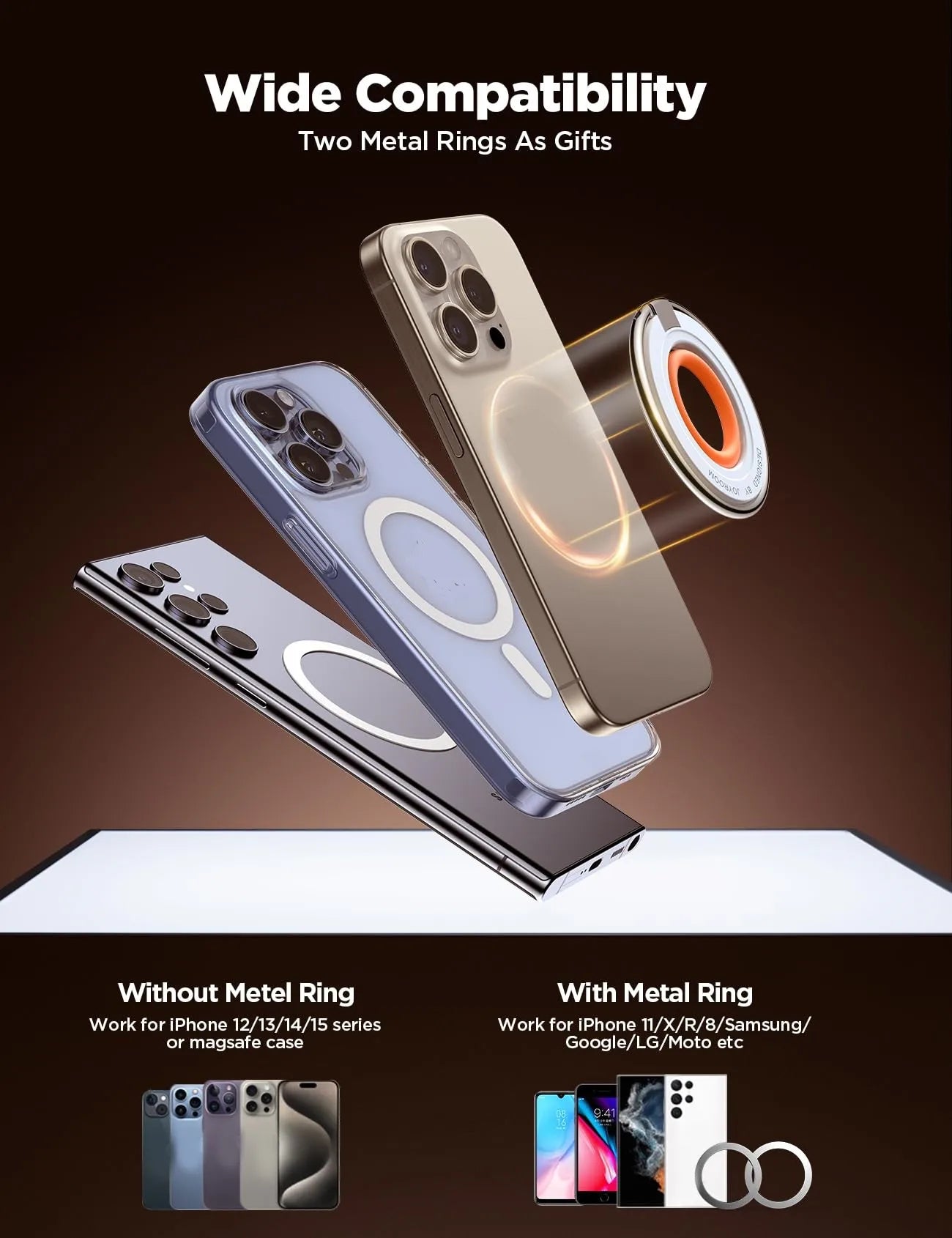 Magnetic Magsafe Phone Grip Holder Kickstand Ring Stand for iPhone 15 14 13