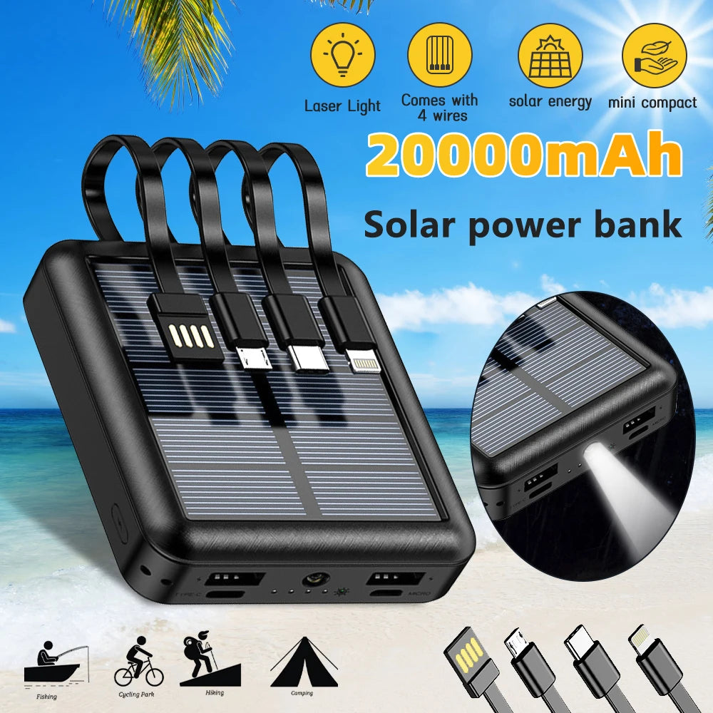 20000mAh Solar Power Bank Large Capacity Dual USB