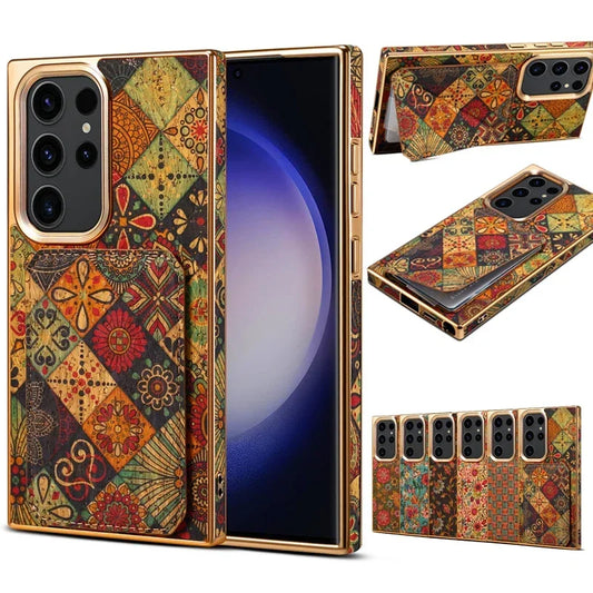 EUCAGR Luxury Shockproof Leather Phone Case Geometric