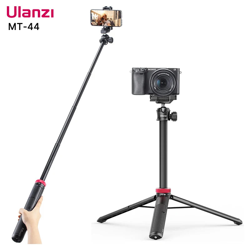 Ulanzi MT44 Extendable Vlog Tripod Stand With Phone Mount For DSLR Smartphone