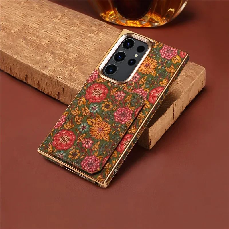 EUCAGR Luxury Shockproof Leather Phone Case Geometric
