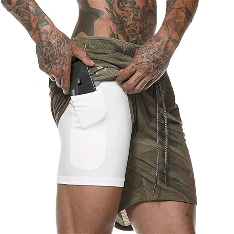 Double Layer High Performance Compression Shorts Pocket