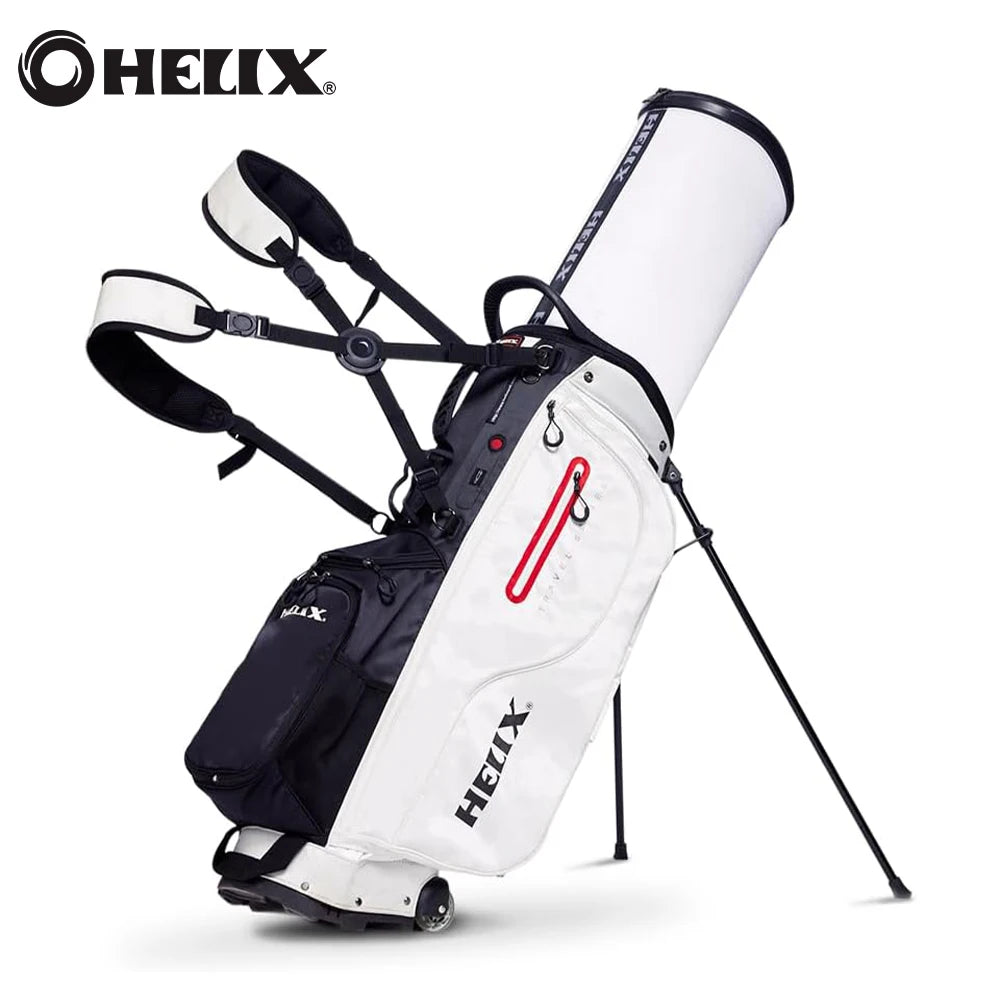 Helix Golf Stand Bag With Retractable Top Cover And Wheels 6 Way Divider