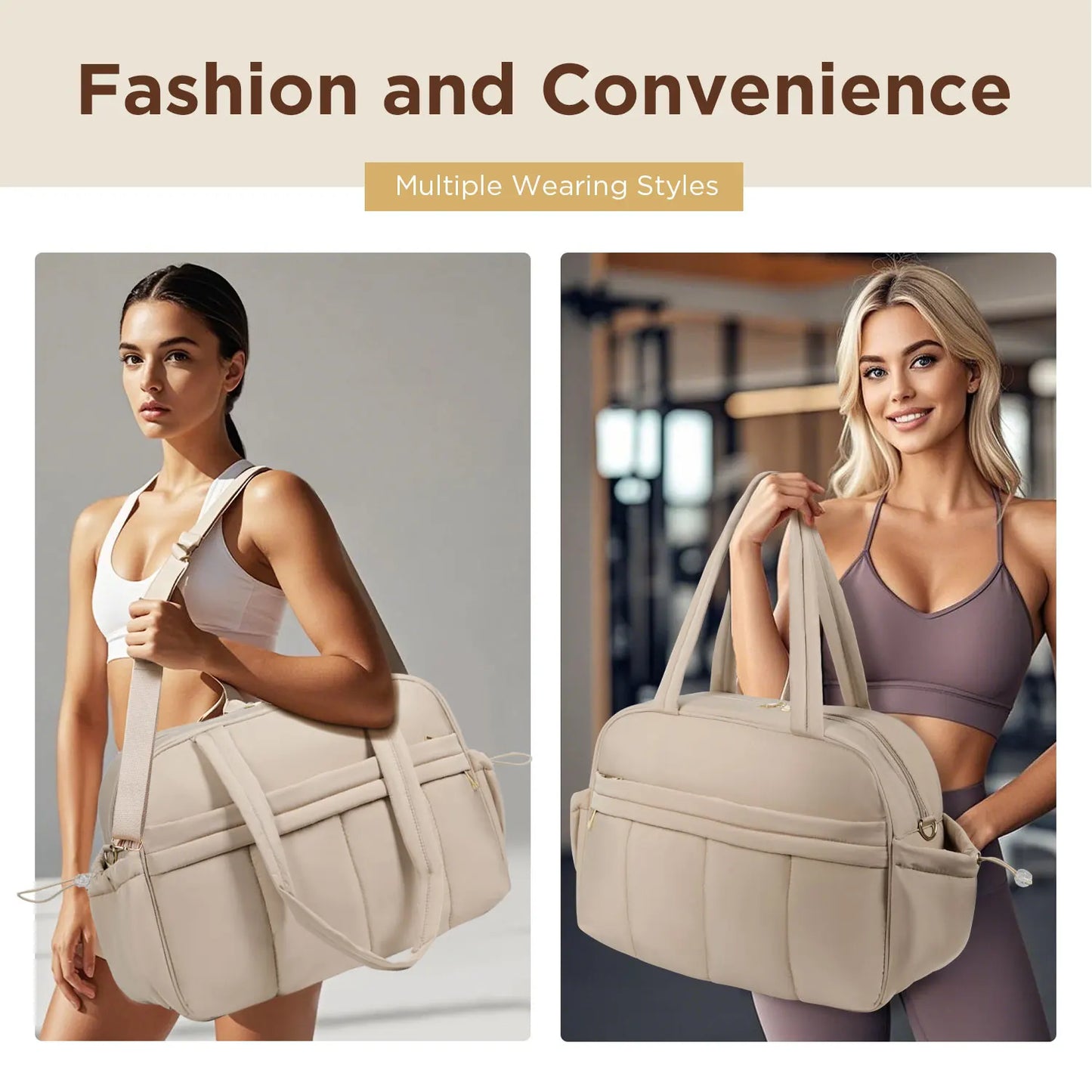 Quilted Weekender Duffle Bag Large Puffer Travel Bag Carry On For Airplanes