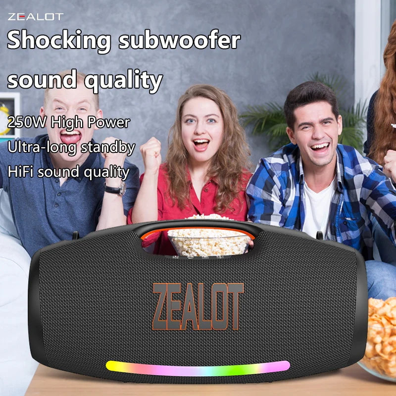 Zealot S89 250W Portable Bluetooth Speaker Waterproof 48000mAh USB TF AUX RGB