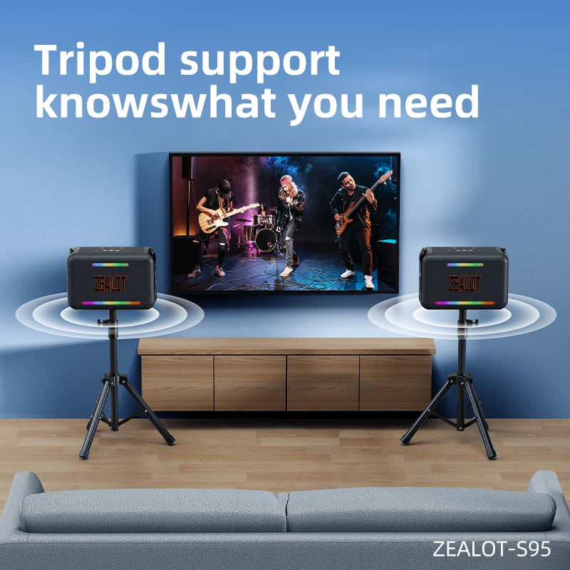 Zealot S95 120W Waterproof Portable Bluetooth Speaker Outdoor Boombox Deep Bass