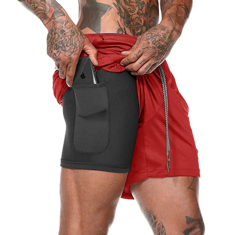 Double Layer High Performance Compression Shorts Pocket