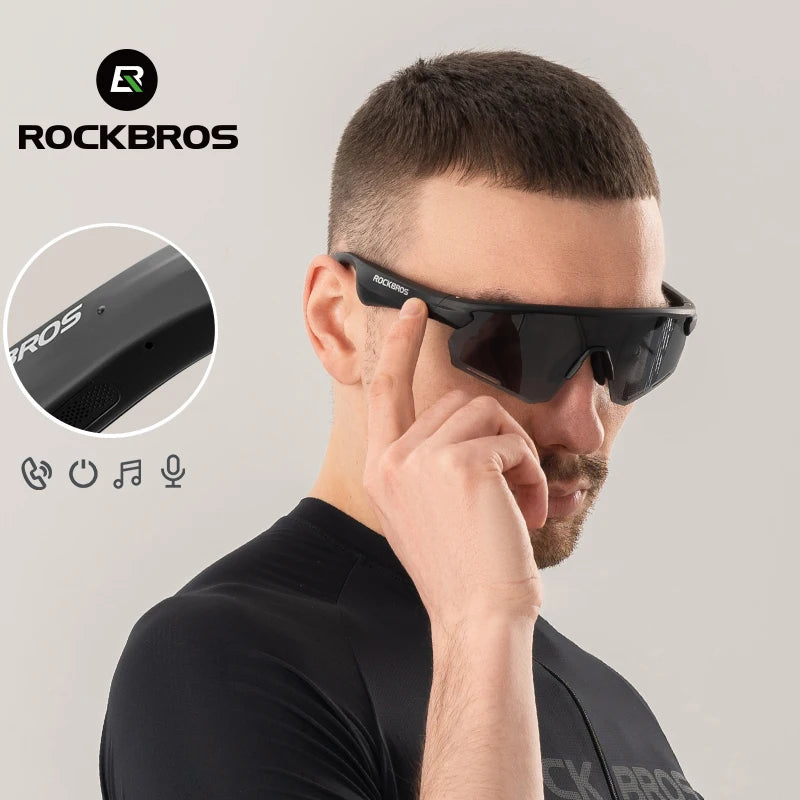 Rockbros Cycling Glasses Wireless Bluetooth 5.2 Polarized Sunglasses