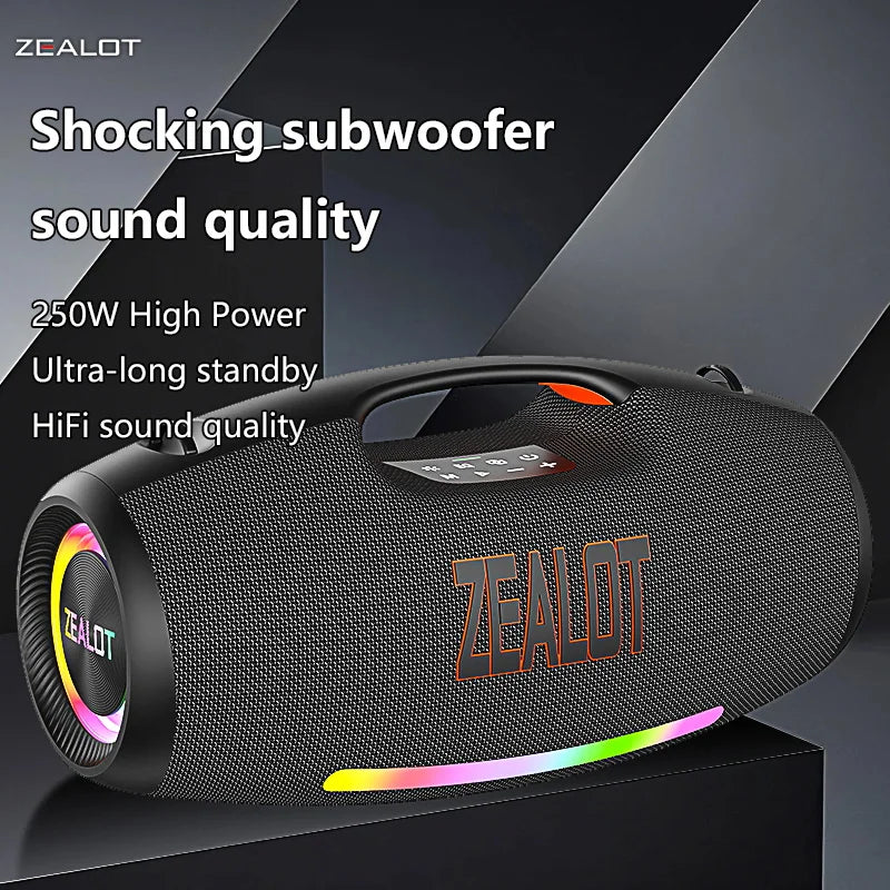 Zealot S89 250W Portable Bluetooth Speaker Waterproof 48000mAh USB TF AUX RGB