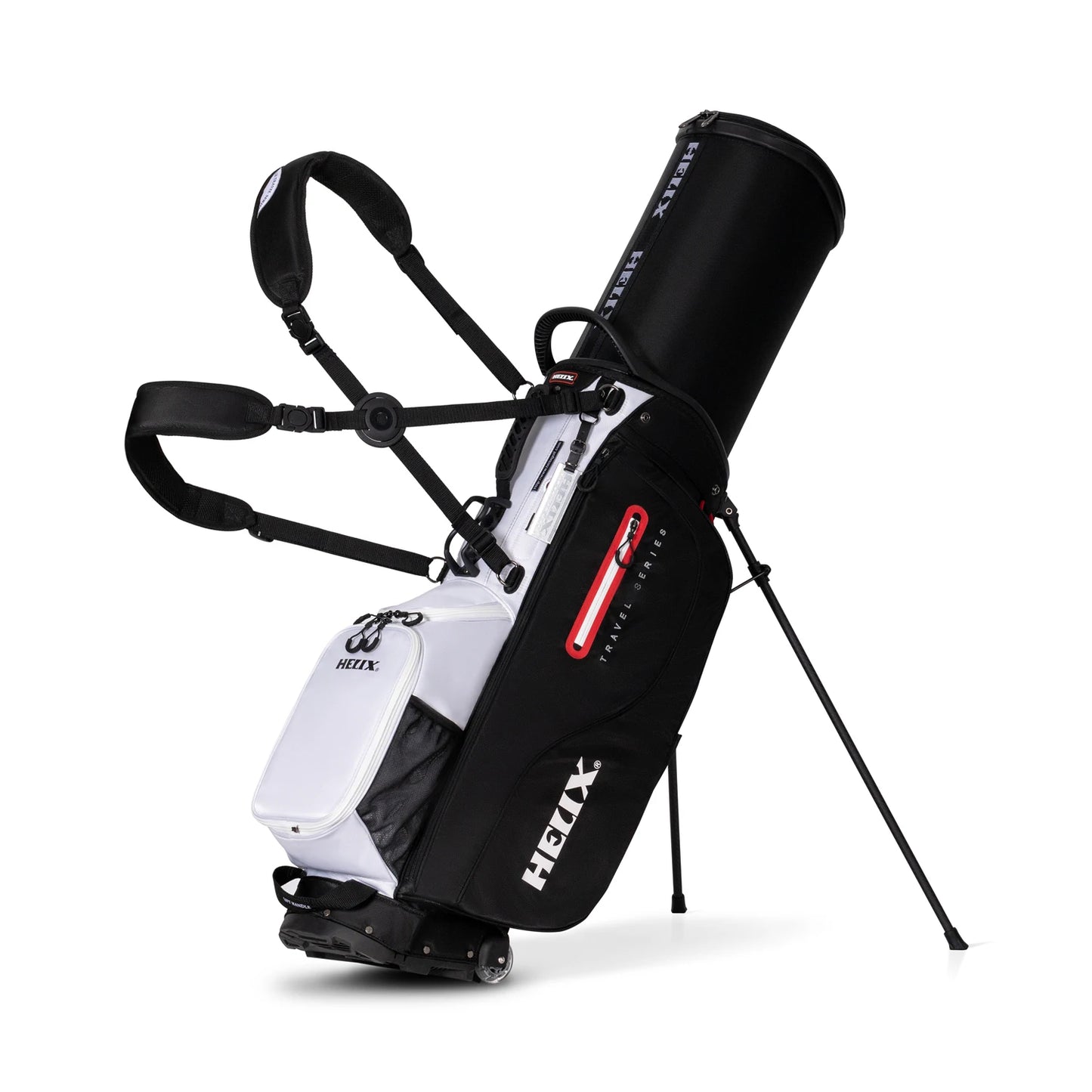 Helix Golf Stand Bag With Retractable Top Cover And Wheels 6 Way Divider
