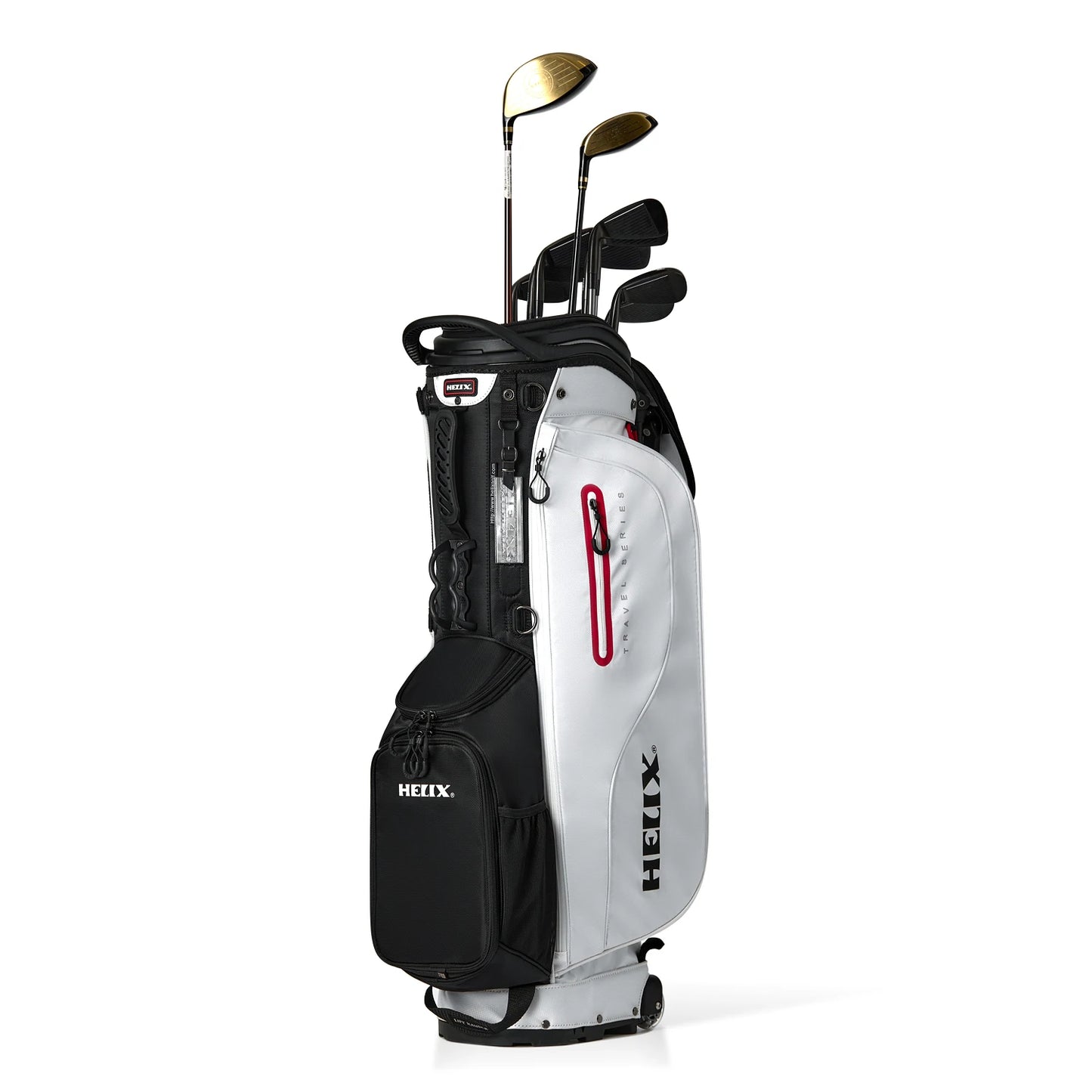Helix Golf Stand Bag With Retractable Top Cover And Wheels 6 Way Divider