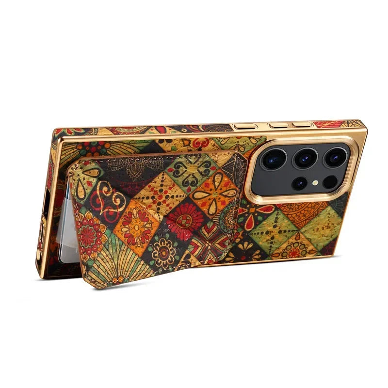 EUCAGR Luxury Shockproof Leather Phone Case Geometric