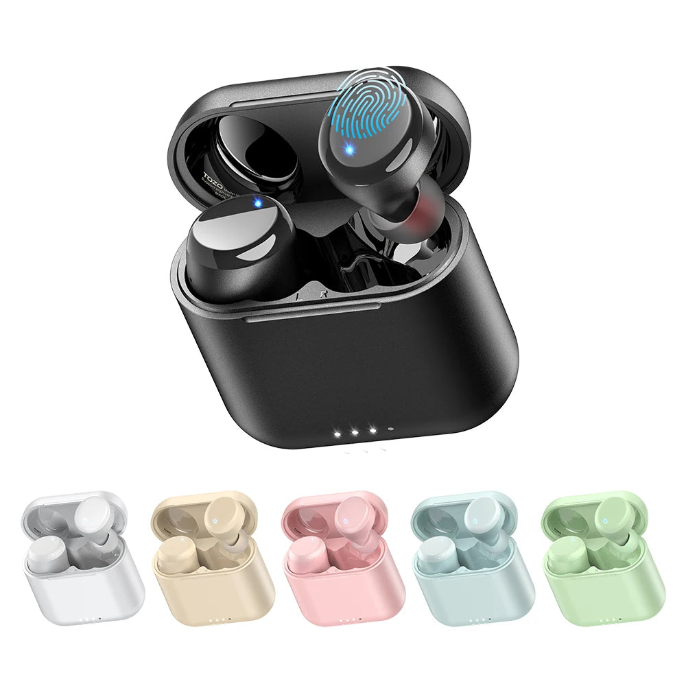 TOZO Refurbished Ergonomic TWS Earbuds Bluetooth 5.3 Waterproof EQ Presets