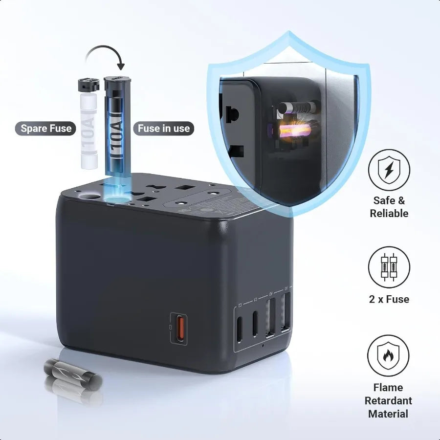 Universal Travel Adapter and 5 Meter Extension Cable