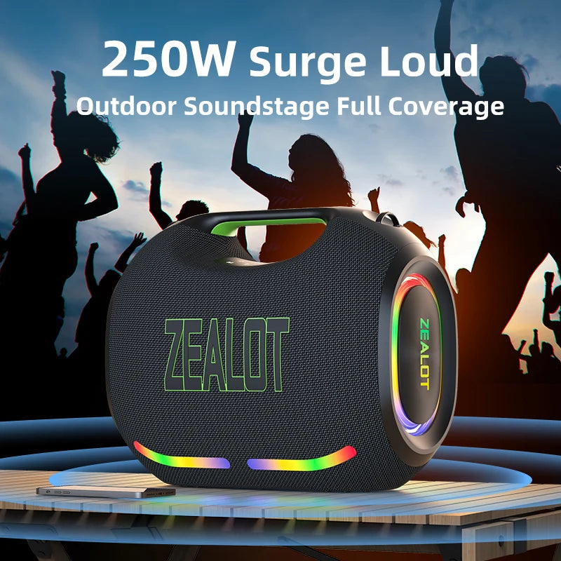 Zealot ZE21 250W Wireless Speaker Outdoor Portable 48000mAh Battery RGB Lights