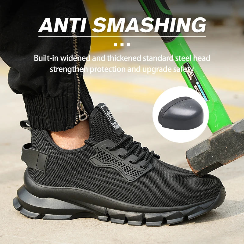 Soft Soled Comfortable Anti Smash Anti Puncture Breathable Safety Shoes for Men