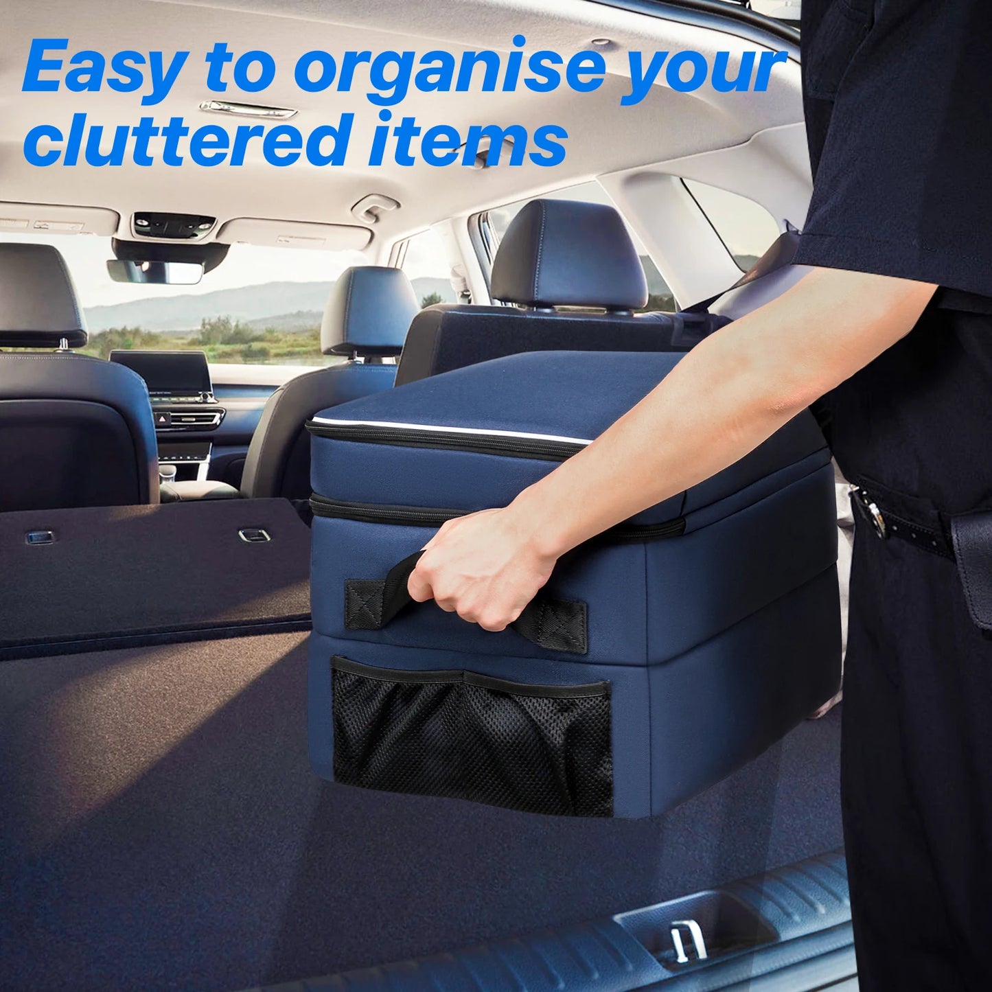 Golf Trunk Organizer With Collapsible Shoe Bags And Ventilated Compartment