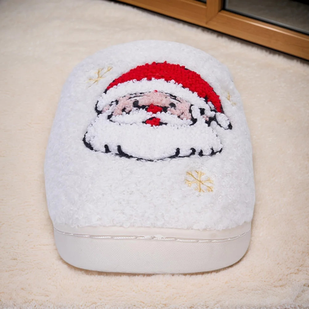 Christmas Santa Claus Fluffy Closed Toe Home Slippers
