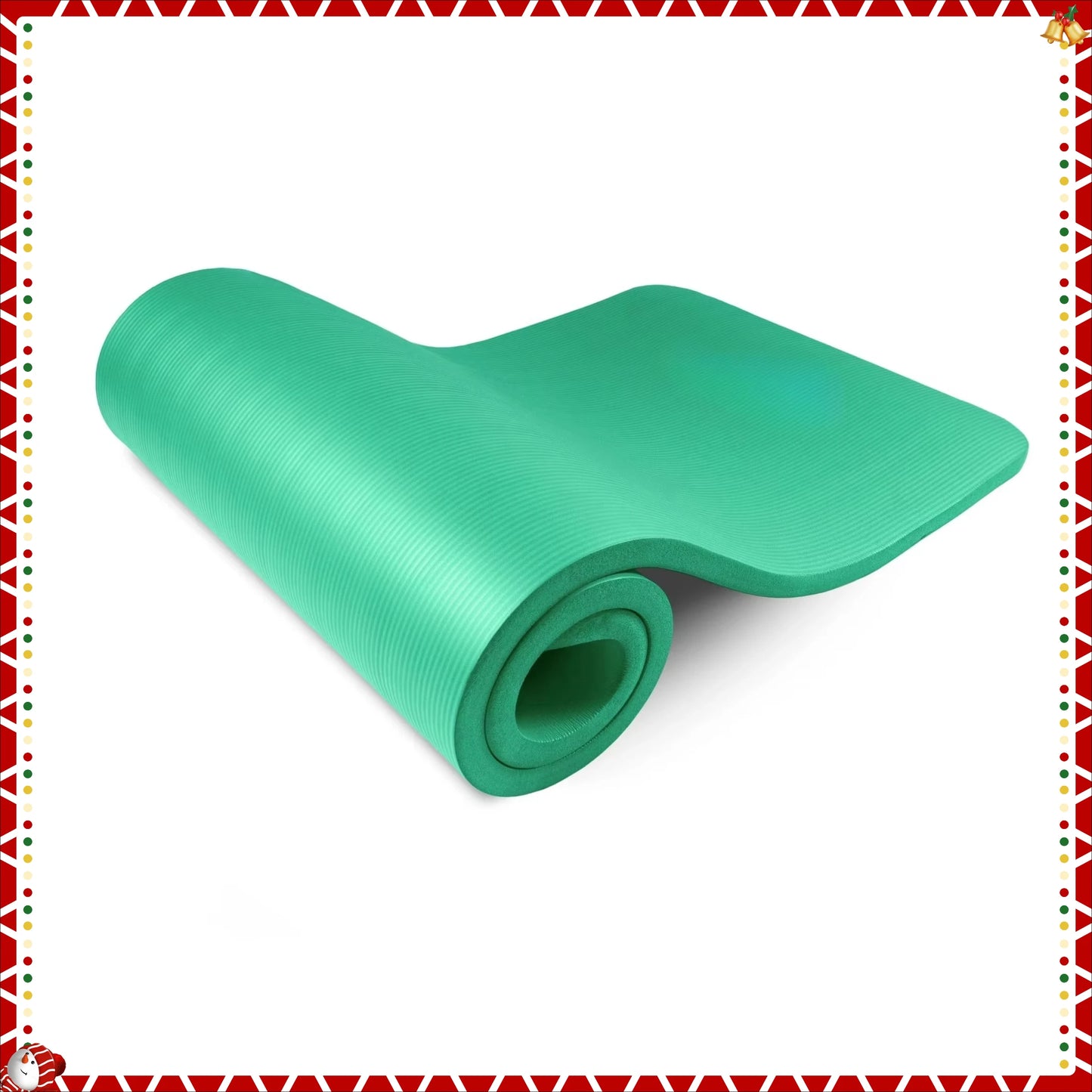 1 Inch Extra Thick Green Yoga Mat Non Slip High Density Cushioning For Home Gym