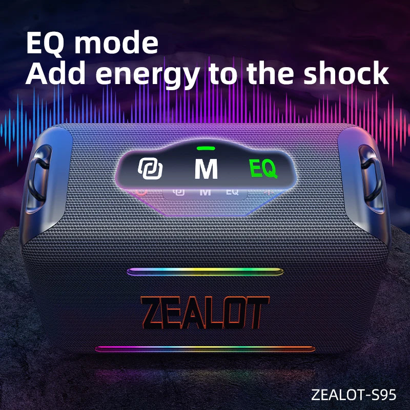 Zealot S95 120W Waterproof Portable Bluetooth Speaker Outdoor Boombox Deep Bass